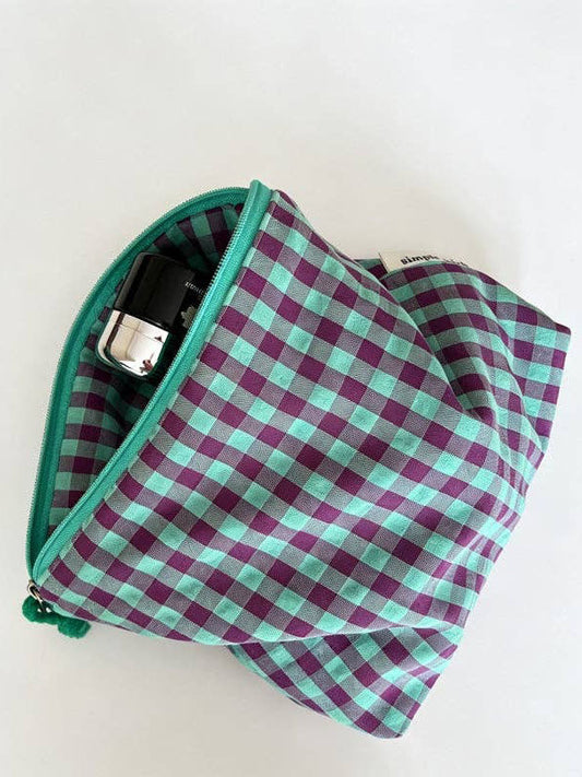Green and Purple Patchwork Zip Pouch