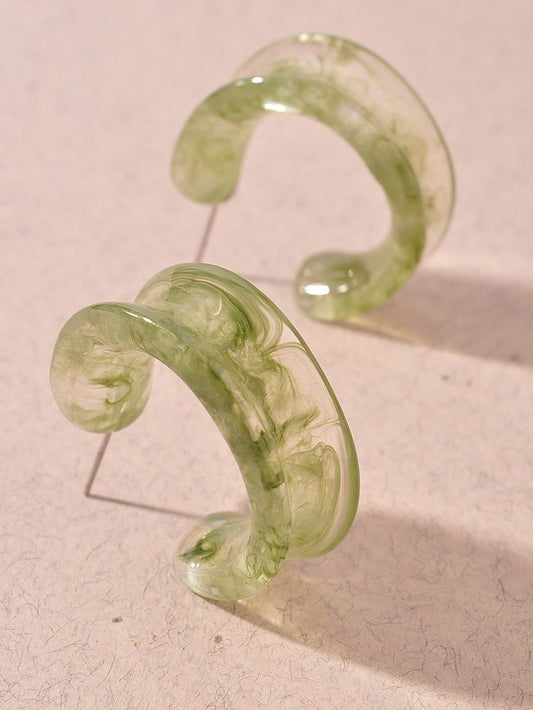 Green Resin Hoop Earrings