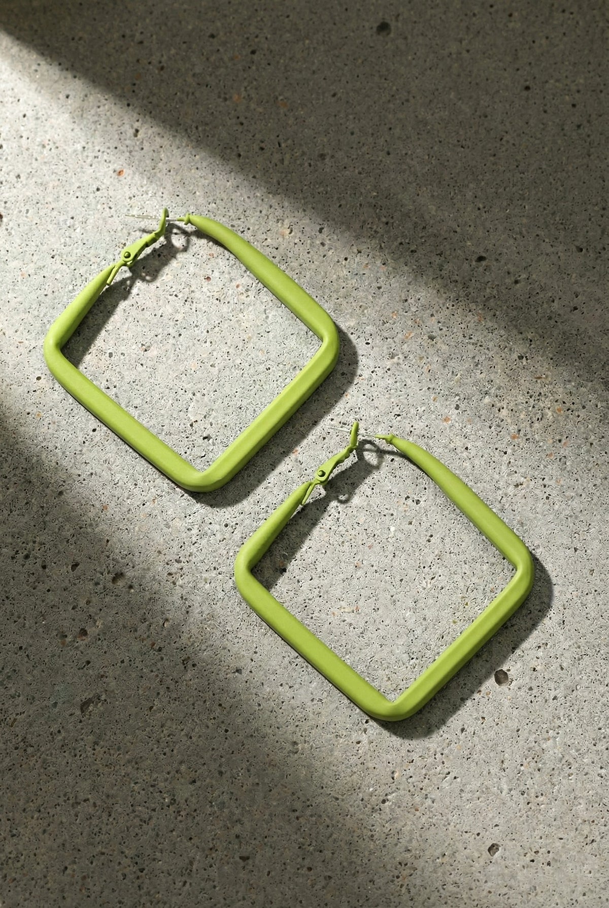 Green Square Hoop Earrings