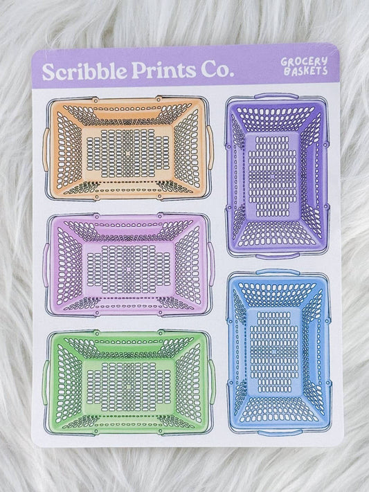 Grocery Baskets Deco Sticker Sheet