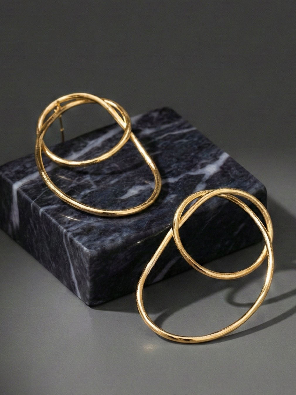 Gold Hammered Wire Hoop Earrings