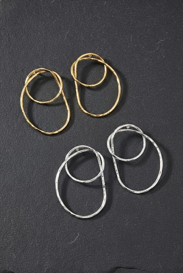 Silver Hammered Wire Hoop Earrings