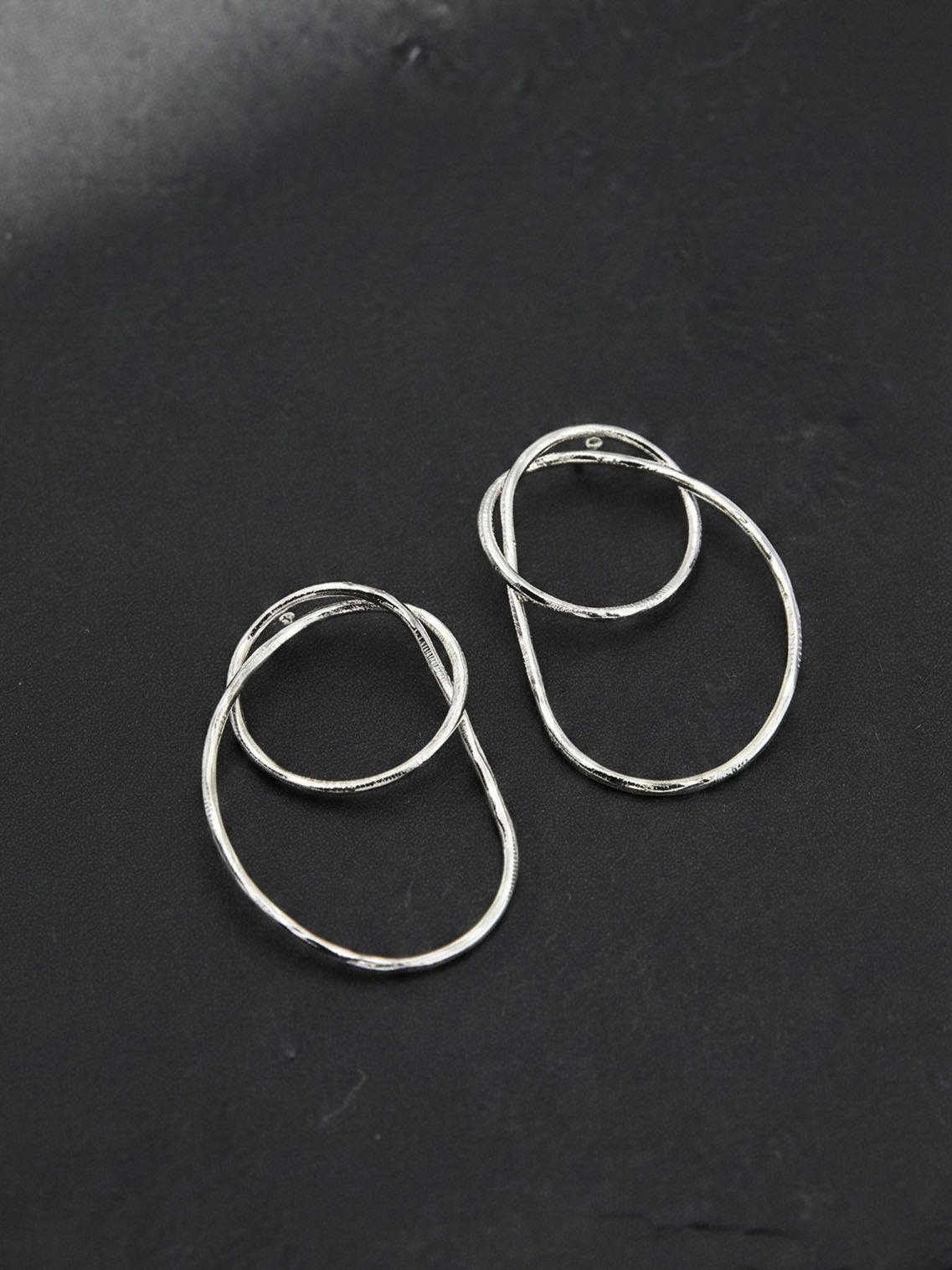 Silver Hammered Wire Hoop Earrings