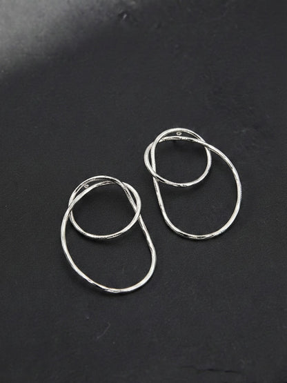 Silver Hammered Wire Hoop Earrings