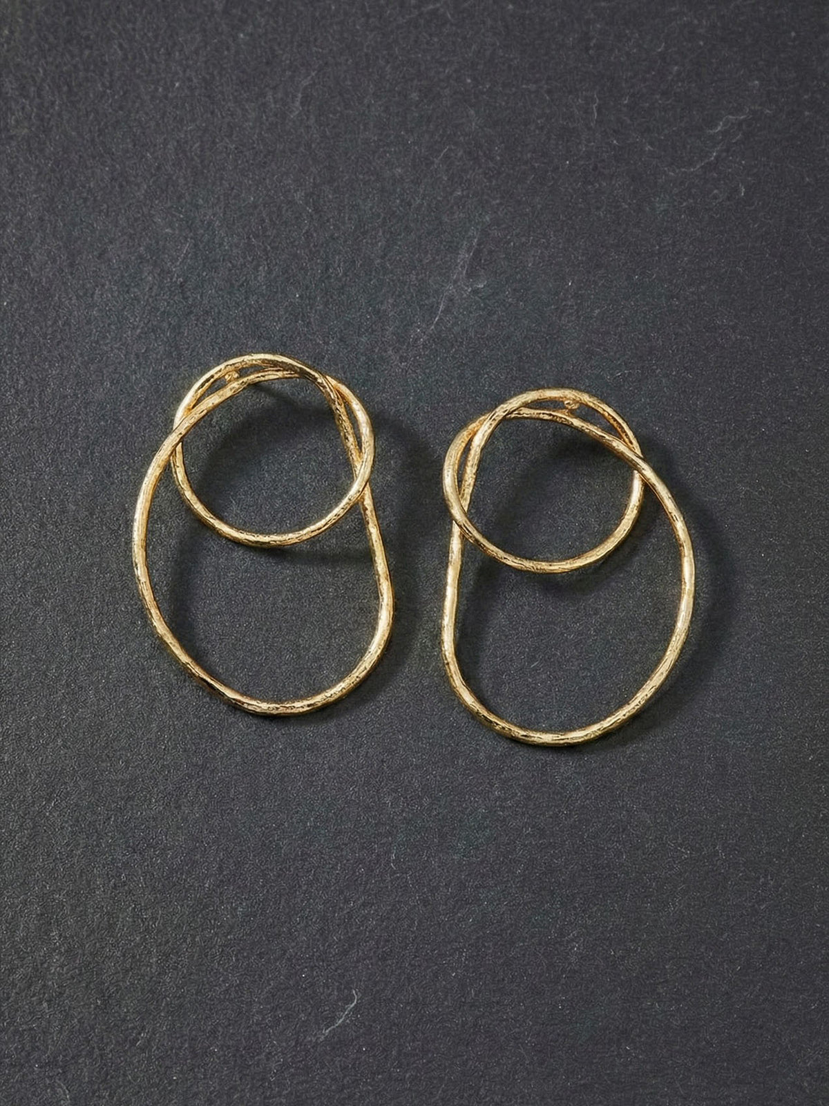 Gold Hammered Wire Hoop Earrings