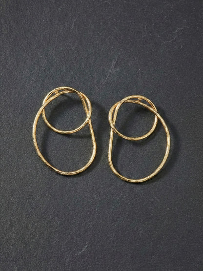 Gold Hammered Wire Hoop Earrings