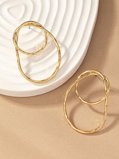 Gold Hammered Wire Hoop Earrings