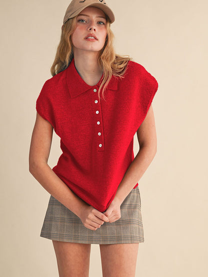 Hannah Red Cap Sleeve Vest