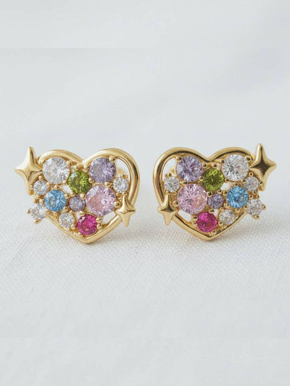 Heart Star Gemstone Earrings