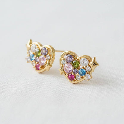 Heart Star Gemstone Earrings