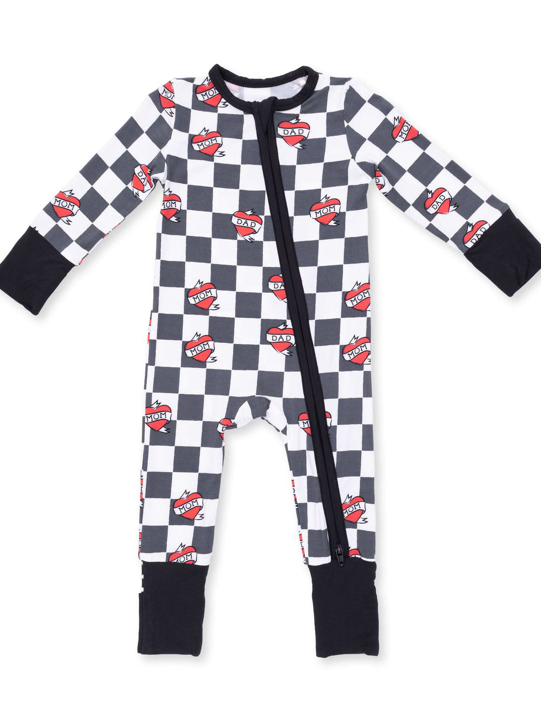 Heart Tattoo Check Black Convertible Romper