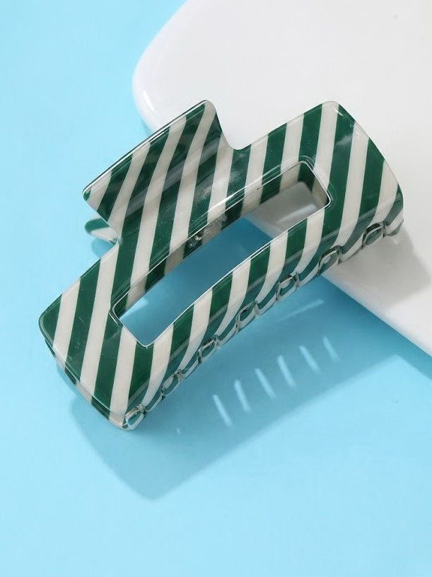 Holiday Green Stripe Claw Clip