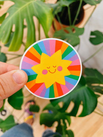 Happy Rainbow Burst Sticker