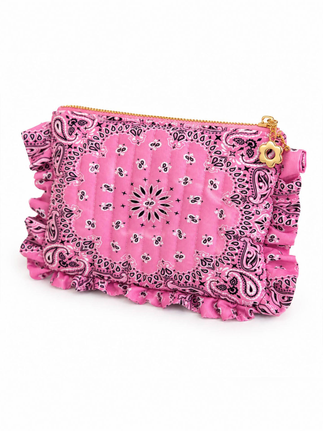 Indie Pink Bandana Ruffle Pouch