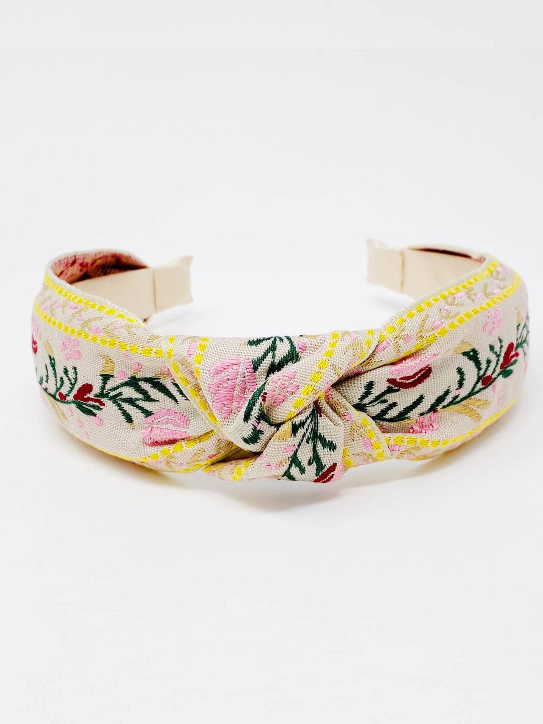 Indie Pink French Floral Embroidered Headband