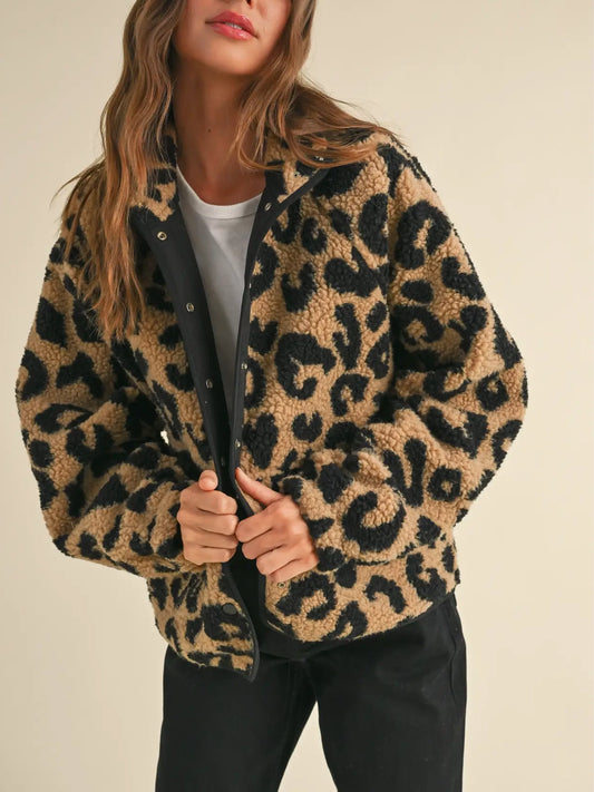 Jackie Leopard Sherpa Jacket