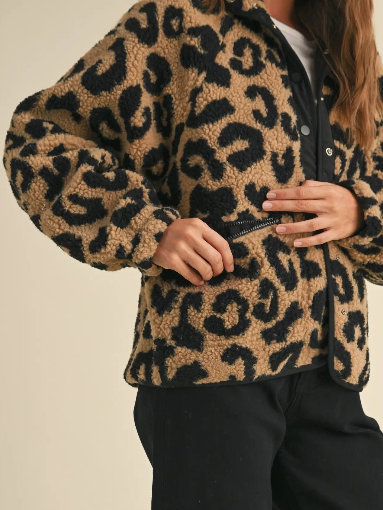 Jackie Leopard Sherpa Jacket