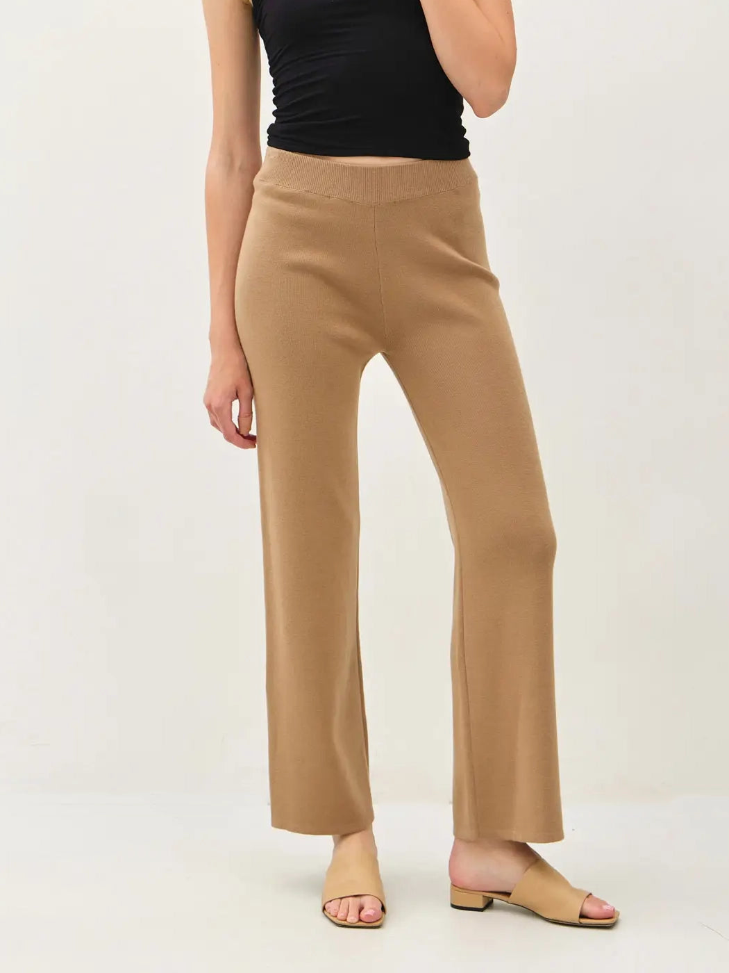 Latte High Rise Ribbed Pant