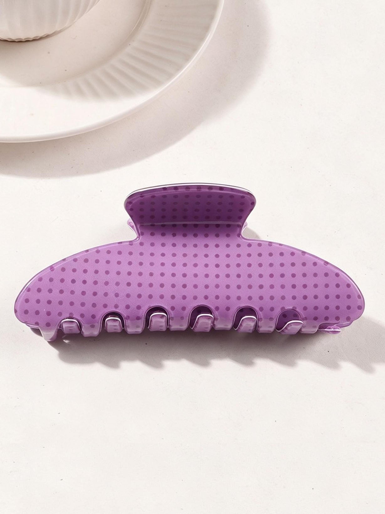Lavender Polka Dot Claw Clip