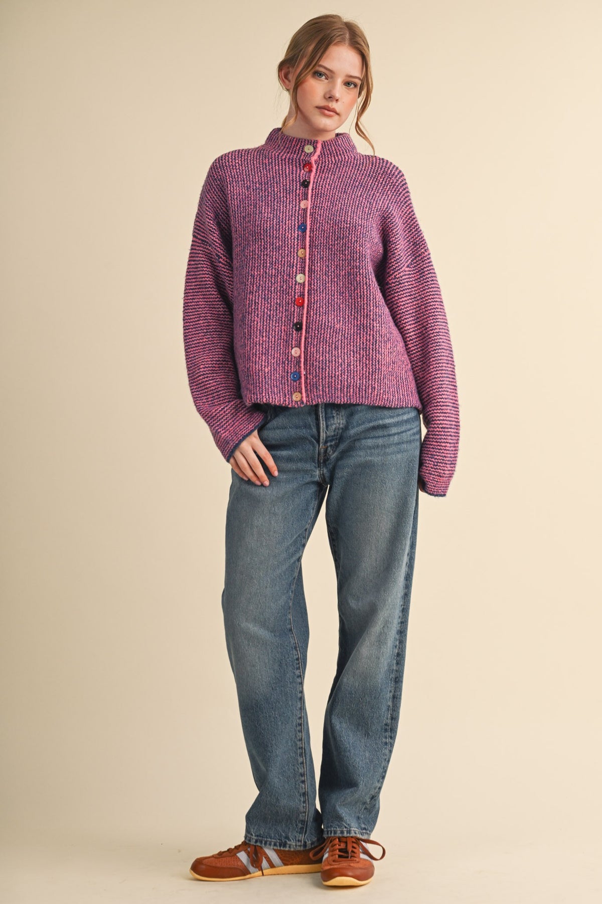 Lee Colorful Button Cardigan