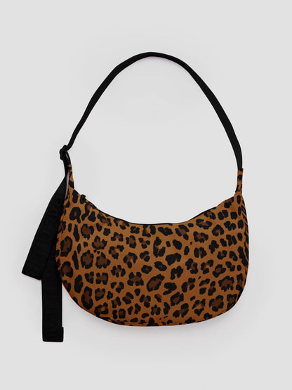 Leopard Medium Nylon Crescent Bag
