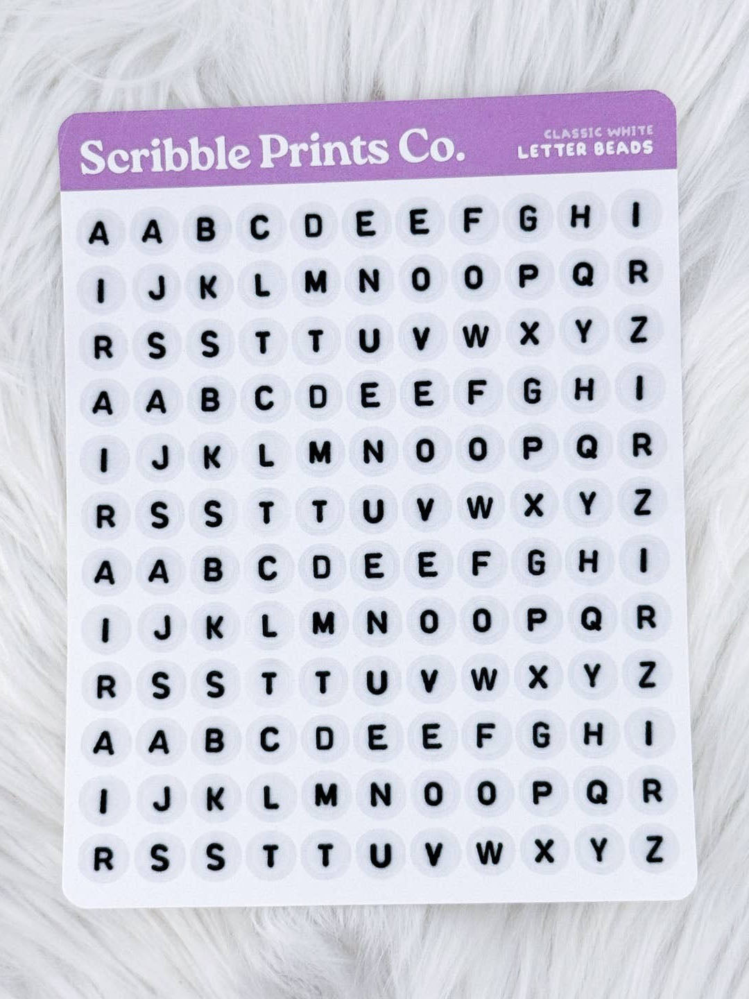 Letter Beads - Classic White Matte Journal Sticker