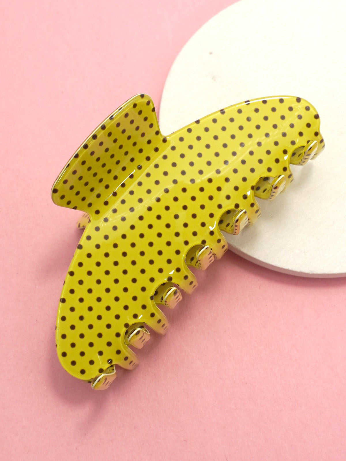 Lime Polka Dot Claw Clip