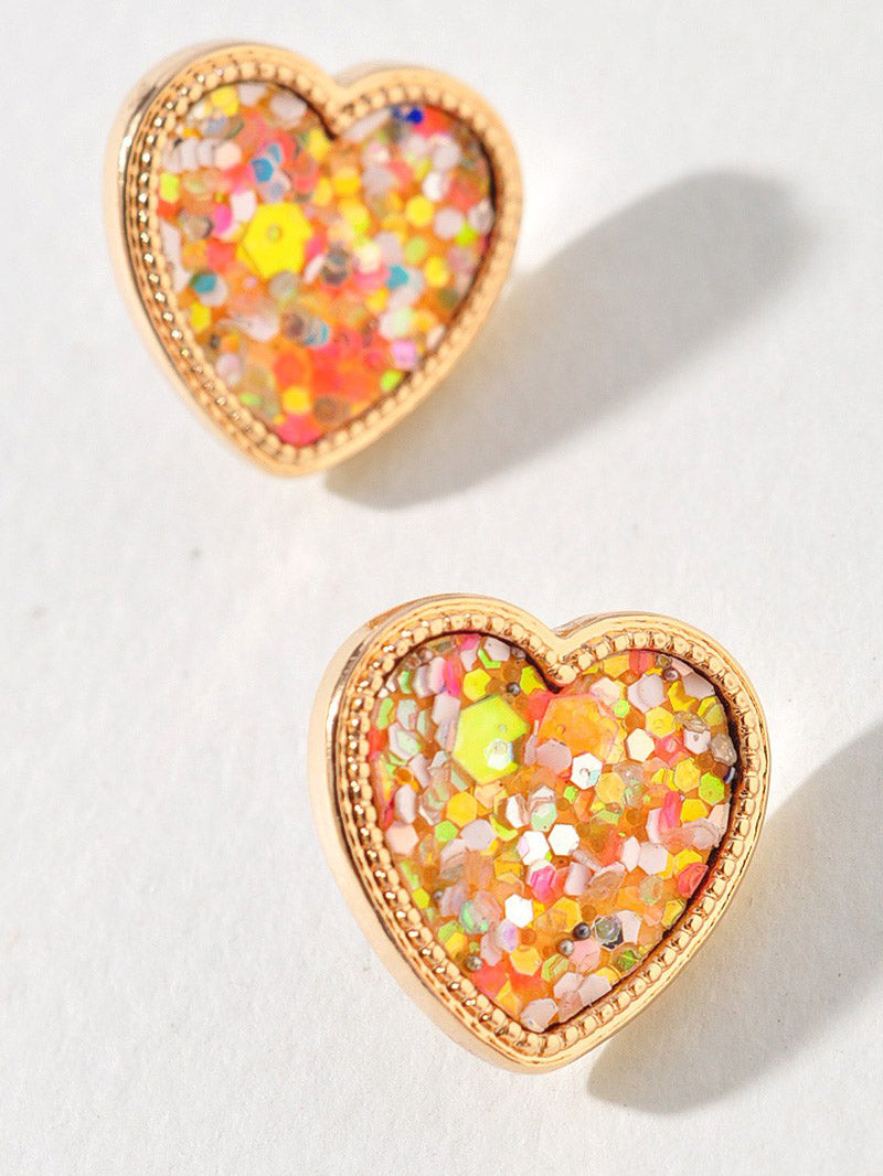 Iridescent Heart Stud Earrings