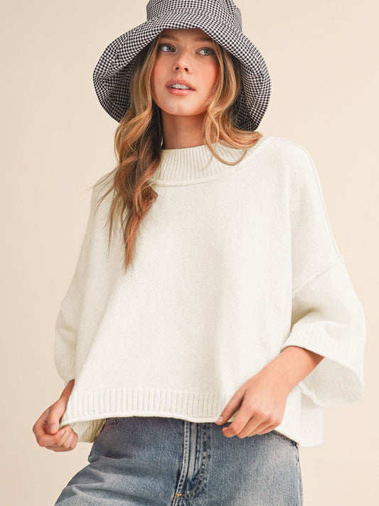 Madi Off White Mock Neck Sweater
