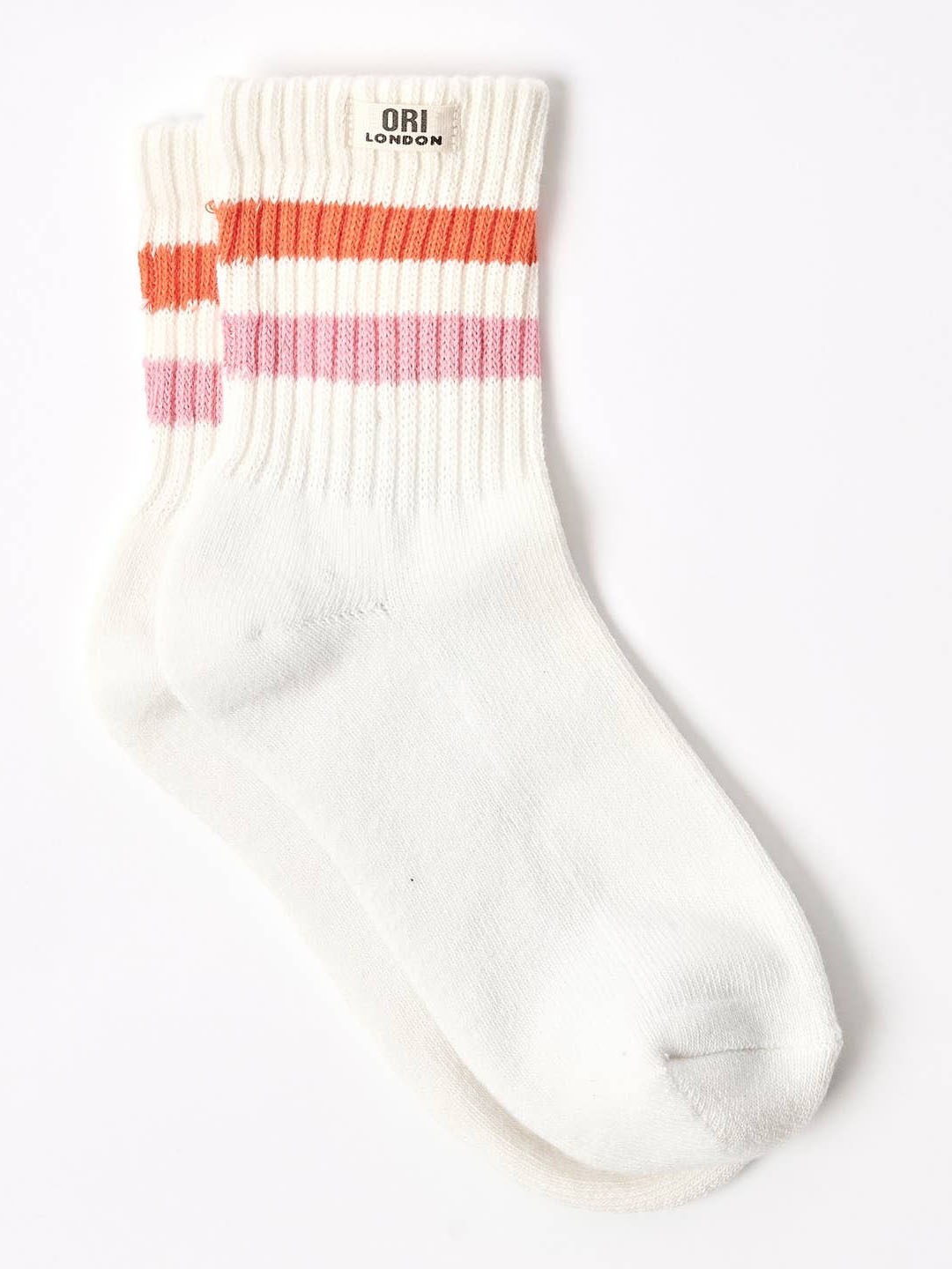 Mandarin/Pink Windsor Stripe Crew Socks