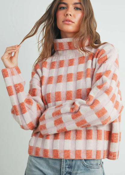 Maple Checkered Turtleneck Sweater