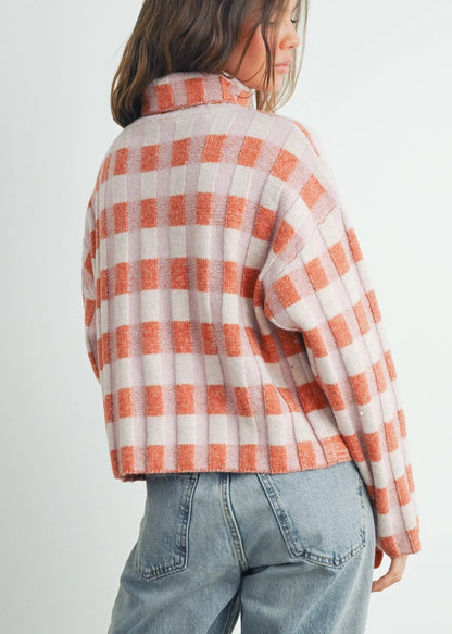 Maple Checkered Turtleneck Sweater