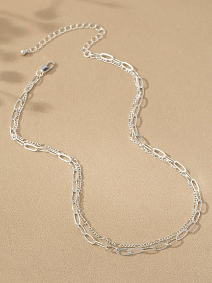 Silver Two Layer Minimalist Chain Necklace