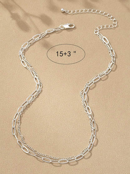 Silver Two Layer Minimalist Chain Necklace