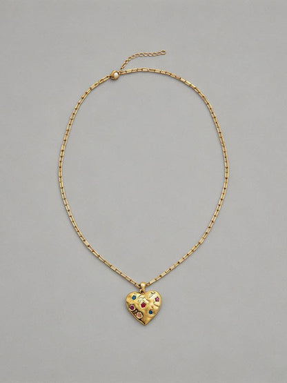 Multicolor Heart Pendant Necklace