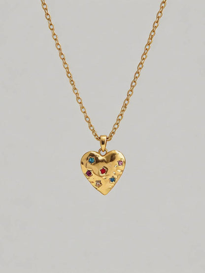 Multicolor Heart Pendant Necklace