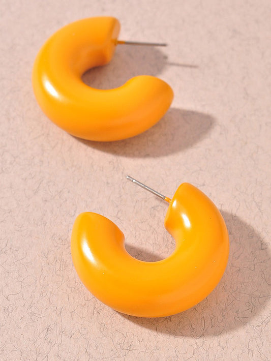 Mustard Puffy Open Hoop Earrings