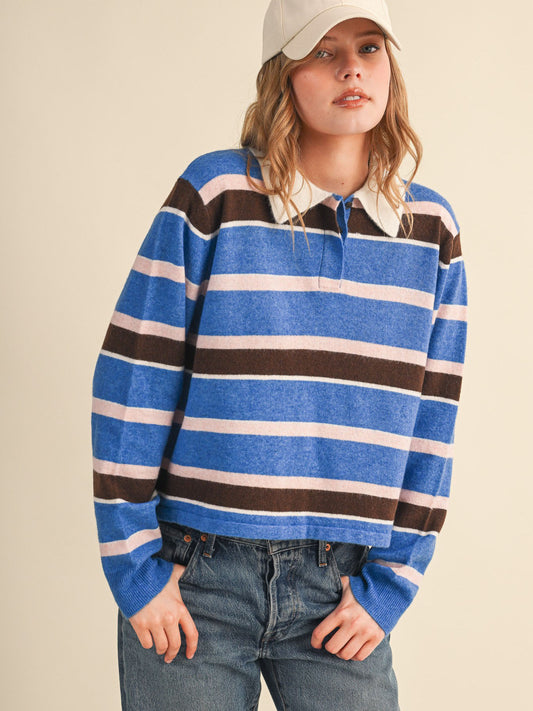 Nati Pink Blue Stripe Sweater