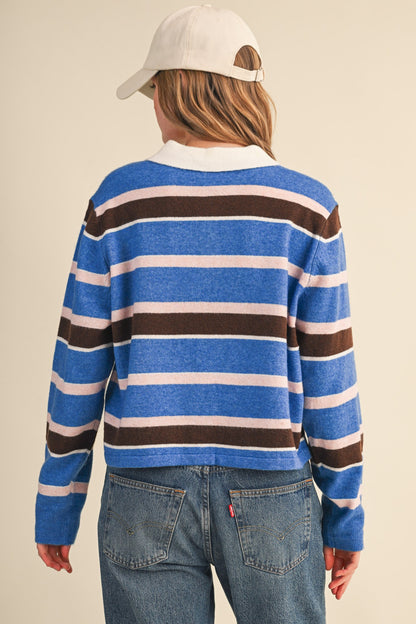 Nati Pink Blue Stripe Sweater