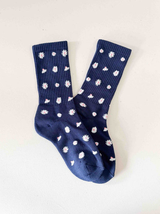 Navy Daisy Socks
