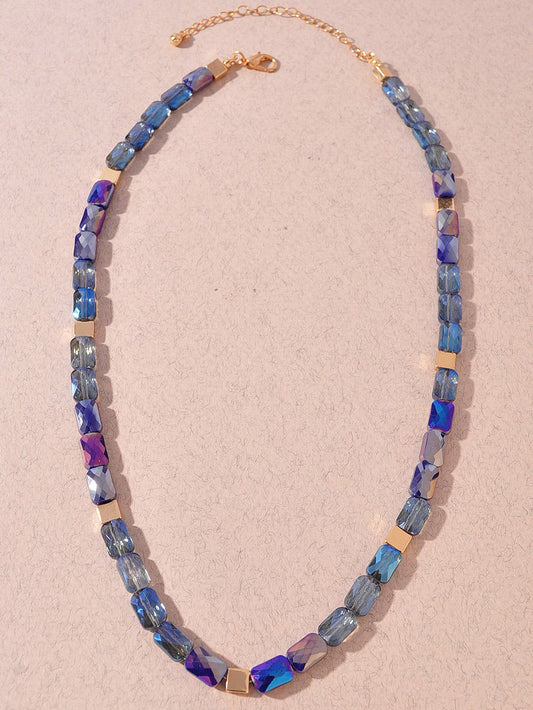 Navy Glass Beaded Necklace