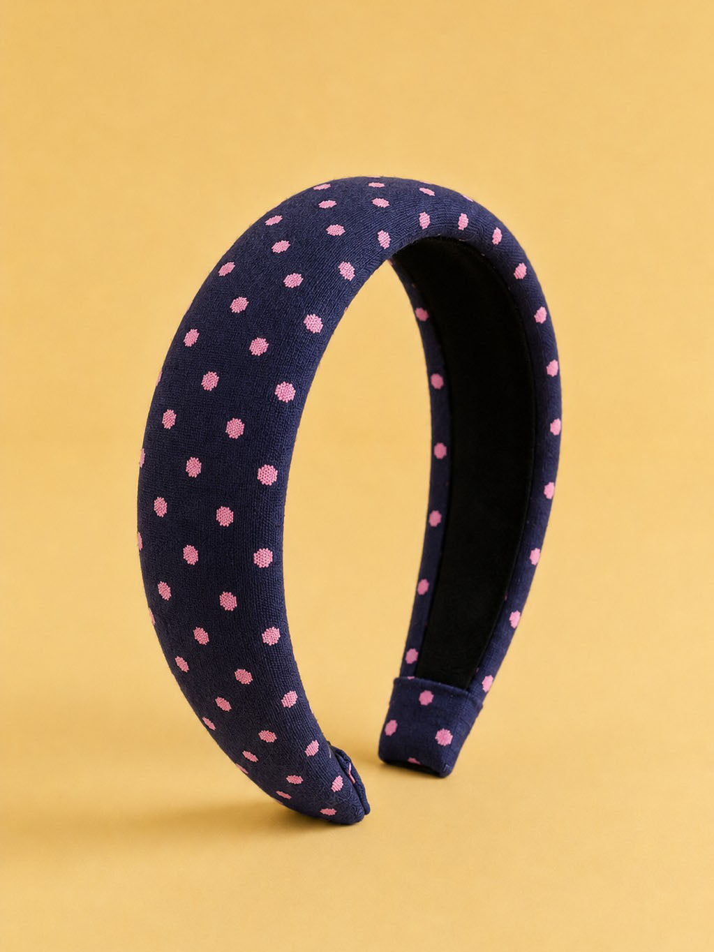 Navy Padded Polka Dot Headband