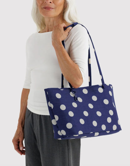 Navy Polka Dot Mix Medium Nylon Reversible Tote