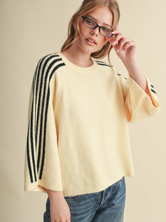 Nina Striped Butter Yellow Top