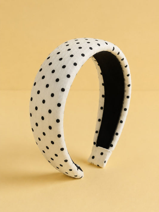 Off White Padded Polka Dot Headband