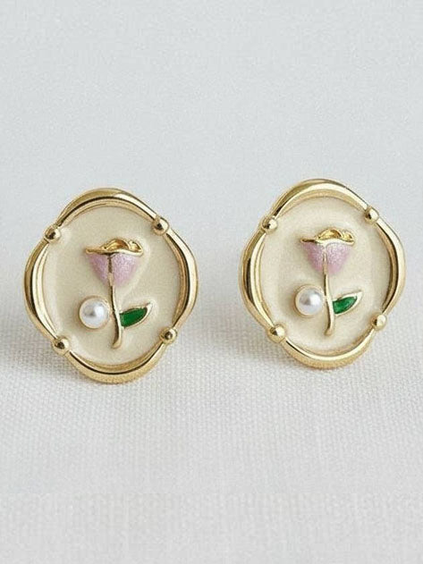 Floral Oil Painting Earrings