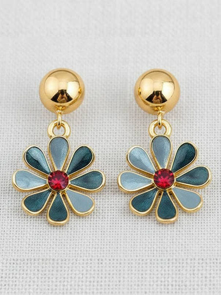 Painted Daisy Stud Earrings
