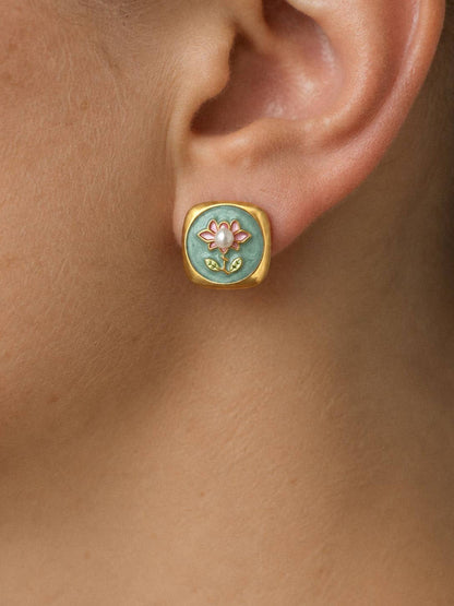 Painterly Enamel Stud Earrings