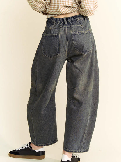 Patch Pocket Barrel Jeans