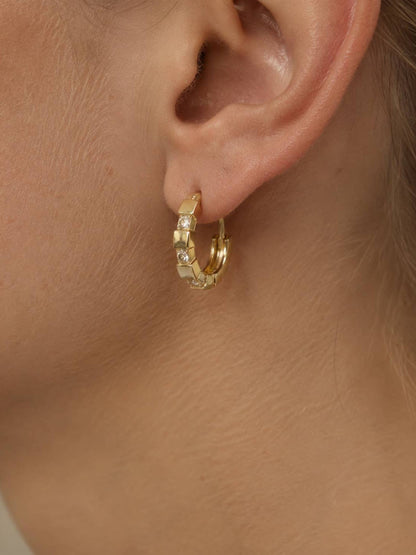 Pave Geometric Huggie Earrings